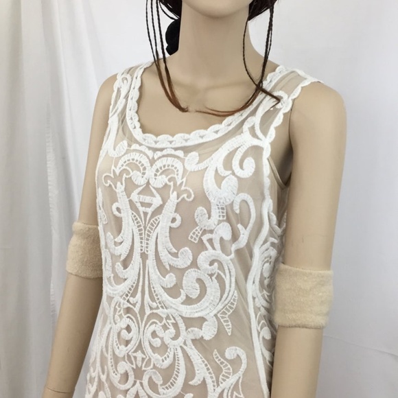 Vintage Lace Tank, Sheer Lace, White Tank - Picture 3 of 10